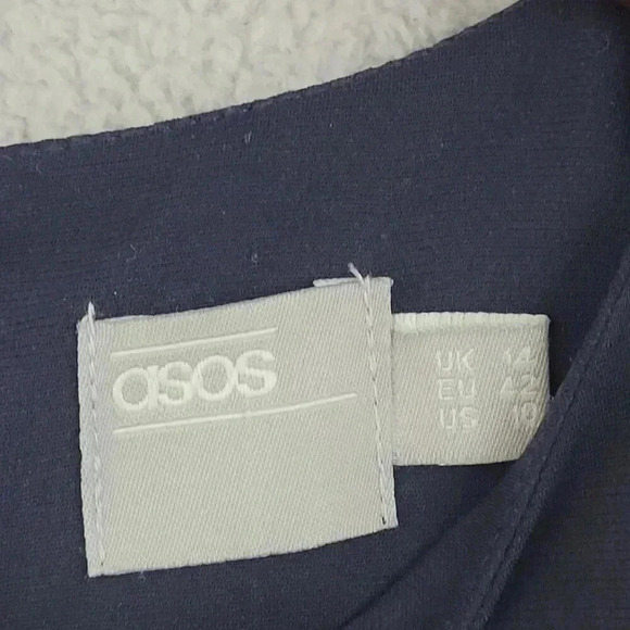 Asos Womens Navy Midi Sheath Dress With Belt & Ring Size10   11PT - Picture 4 of 11